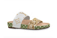 Louis Vuitton Bom Dia Flat Mule in Green Tan and White