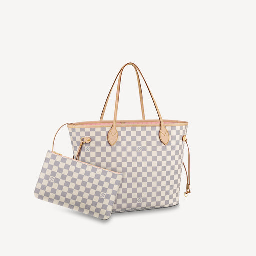 Louis Vuitton Neverfull MM in Damier Azur and Rose Ballerine