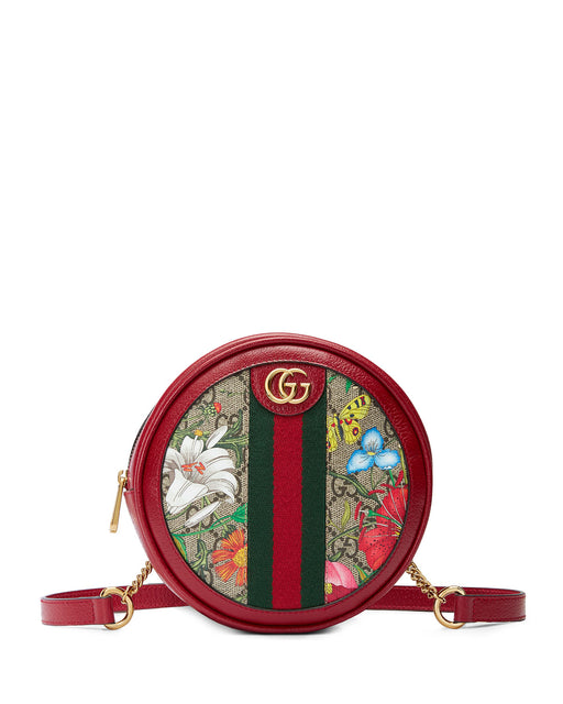 GUCCI OPHIDIA MINI ROUND GG FLORAL CHAIN-STRAP BACKPACK - LuxurySnob