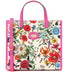 GUCCI FLORA MEDIUM LEATHER TRIMMED PRINTED CANVAS TOTE