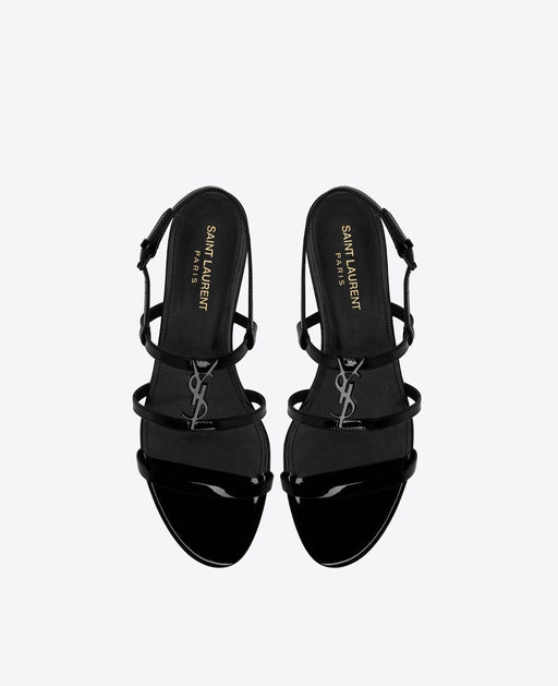Saint Laurent Patent Leather Cassandra Sandal in all Black
