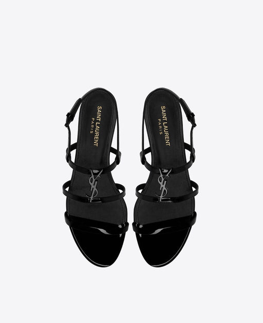 Saint Laurent Patent Leather Cassandra Sandal in all Black