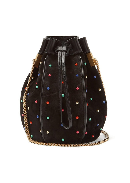 Saint Laurent Suede Talitha Studded Bucket Bag