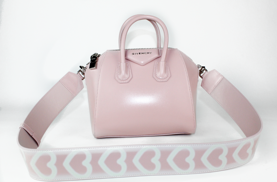 Givenchy Small Antigona Bag in Blush Pink Leather with Tag effect Heart Print