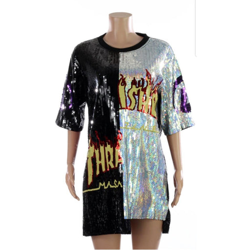 PINKALICIOUS THRASHER SEQUINED OVERSIZED SHIRT DRESS SIZE O/S - LuxurySnob