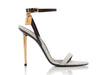 Tom Ford Cotton Canvas Padlock Pointy Naked Sandal in Mahogany