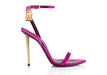 Tom Ford Mirrored Leather Padlock Pointy Naked Sandal in Fuchsia