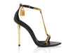 Tom Ford Shiny Leather Padlock Pointy Naked Sandal in Black