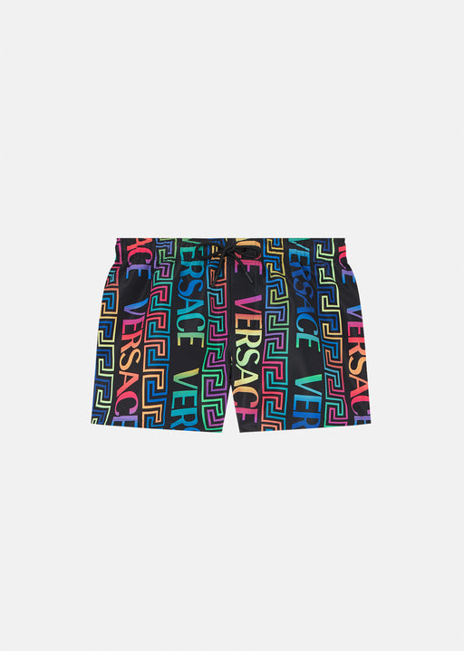 Versace Greca Neon Print Bikini Shorts