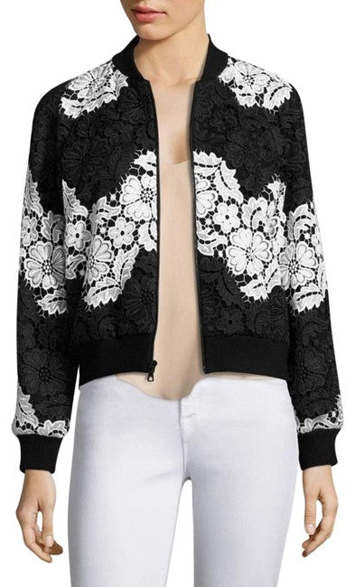 ALICE + OLIVIA FELISA LACE BOMBER JACKET SIZE L - LuxurySnob