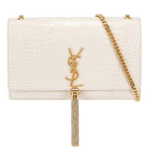 SAINT LAURENT CROC EMBOSSED MEDIUM KATE CHAIN BAG