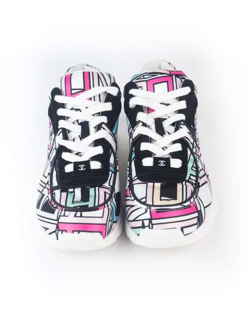 Chanel Multicolor Silk and Suede Sneakers