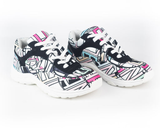 Chanel Multicolor Silk and Suede Sneakers