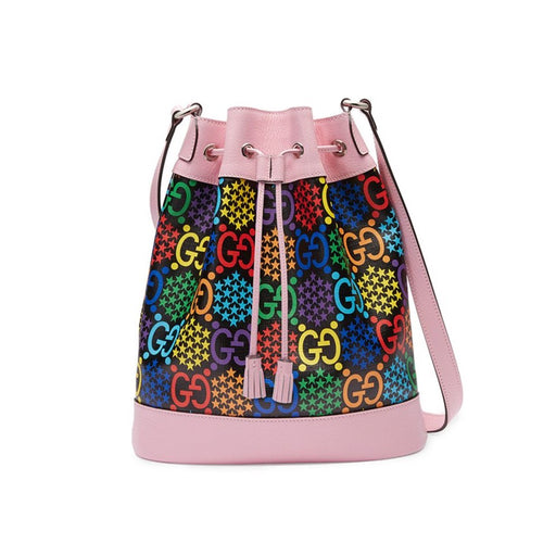 GUCCI BLACK PSYCHEDELIC BUCKET BAG PINK