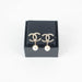 Chanel CC Dangling Golden Pearl Earrings