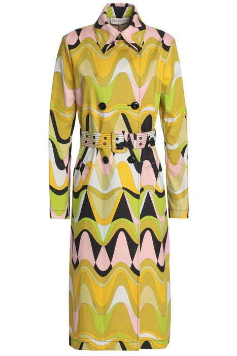 EMILIO PUCCI PRINTED COTTON-BLEND CANVAS TRENCH COAT SIZE US 8 - LuxurySnob