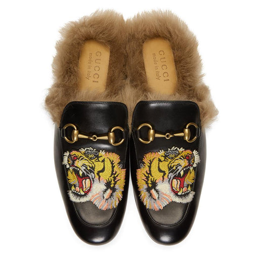 GUCCI PRINCETOWN EMBROIDERED TIGER SLIPPERS SIZE 40.5
