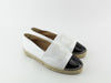 CHANEL ESPADRILLES PATENT WHITE AND BLACK