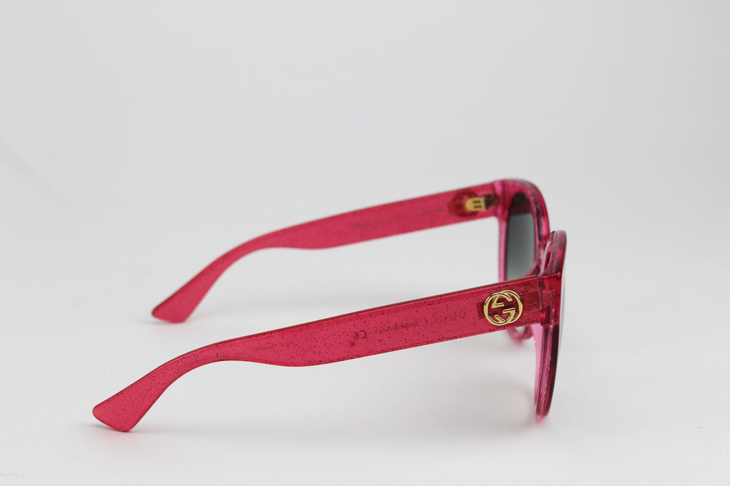 Gucci Round-Frame Fuchsia Glitter Sunglasses