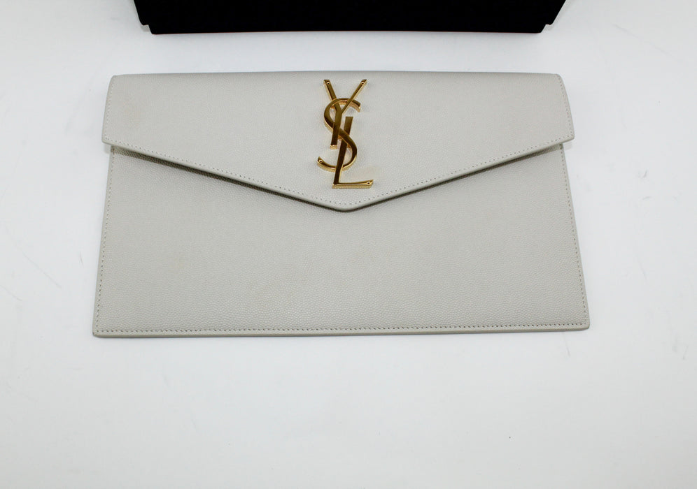 Saint Laurent Uptown Envelope Clutch blanc