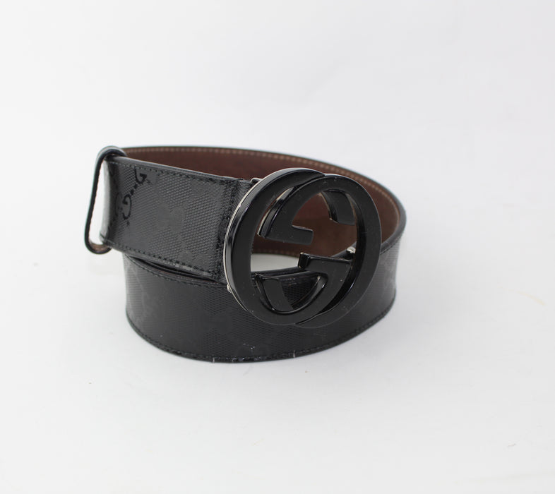 GUCCI PATENT LEATHER BELT WITH INTERLOCKING G SIZE 80/32 - LuxurySnob