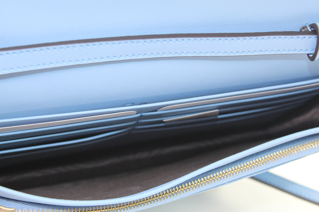 Gucci Leather Micro GG  Crossbody Wallet Bag Blue