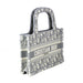 Dior Mini Book Tote in Gray Oblique Embroidery