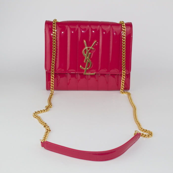 SAINT LAURENT MATELASSE VICKY CHAIN BAG PINK