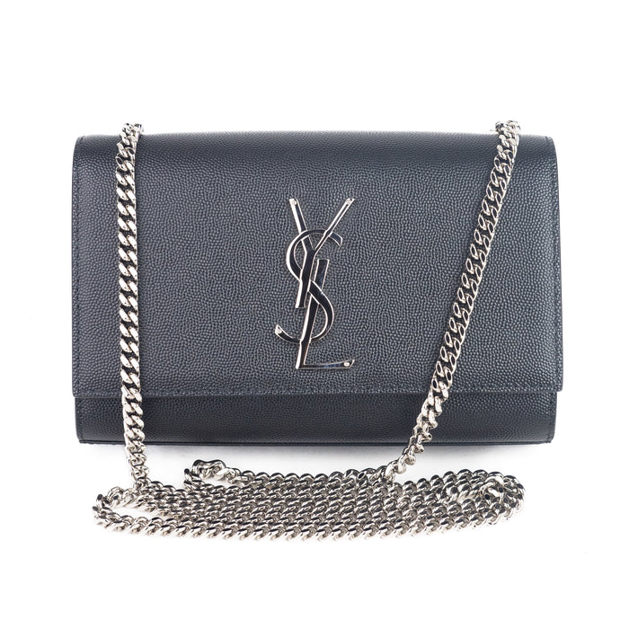 Saint Laurent Kate Small Grain De Poudre Shoulder Bag on Chain
