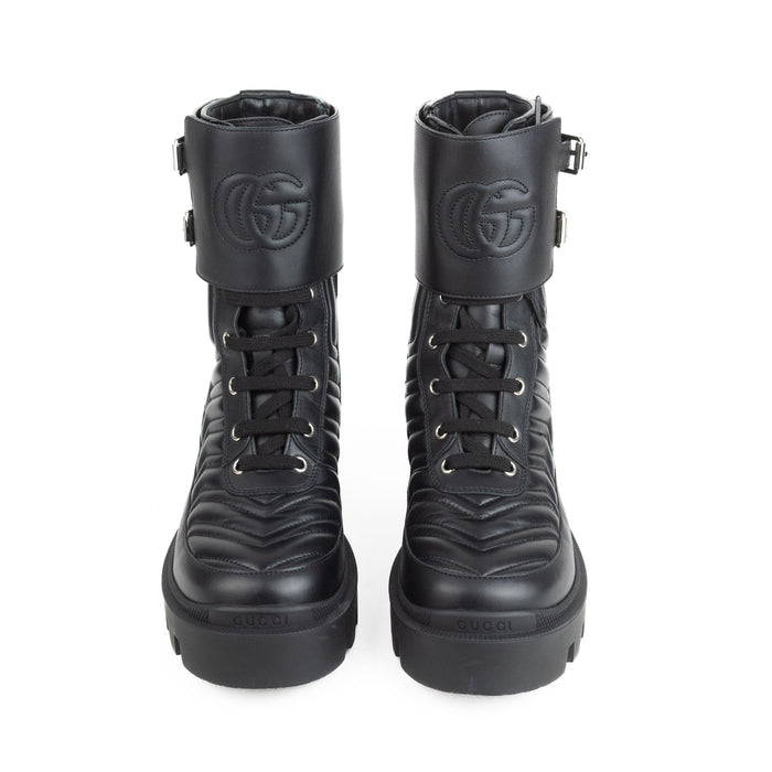 Gucci GG Nappa France Matelasse Platform Combat Boots