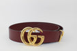 GUCCI LEATHER BELT WITH DOUBLE G BUCKLE