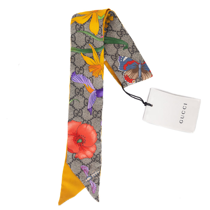 Gucci GG Flora Print Silk Twill