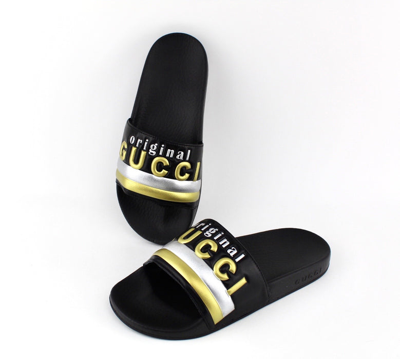 GUCCI PURSUIT PUFFER SLIDES BLACK