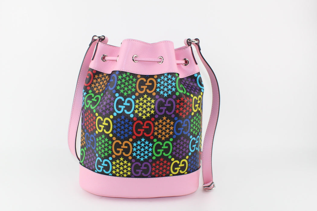 GUCCI BLACK PSYCHEDELIC BUCKET BAG PINK