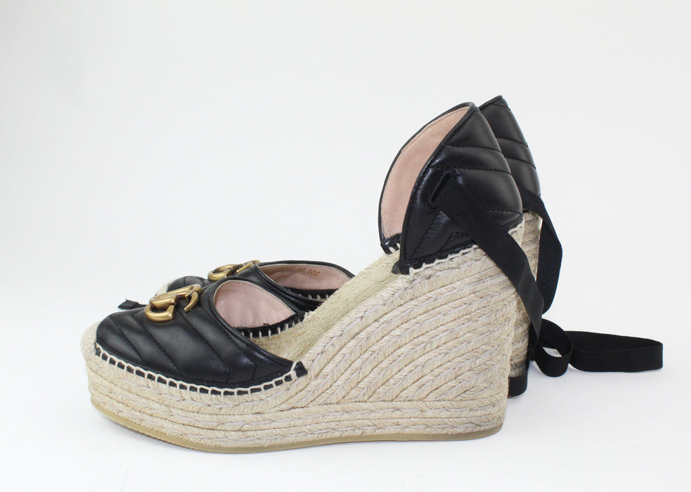 Gucci Leather Platform Espadrilles