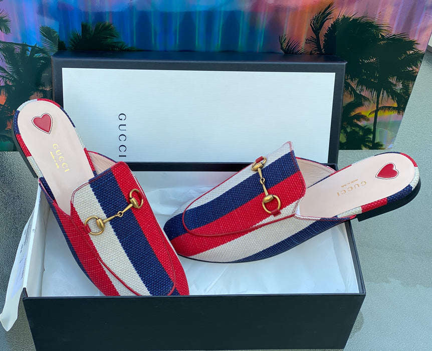 GUCCI PRINCETOWN SYLVIE CANVAS SLIPPERS