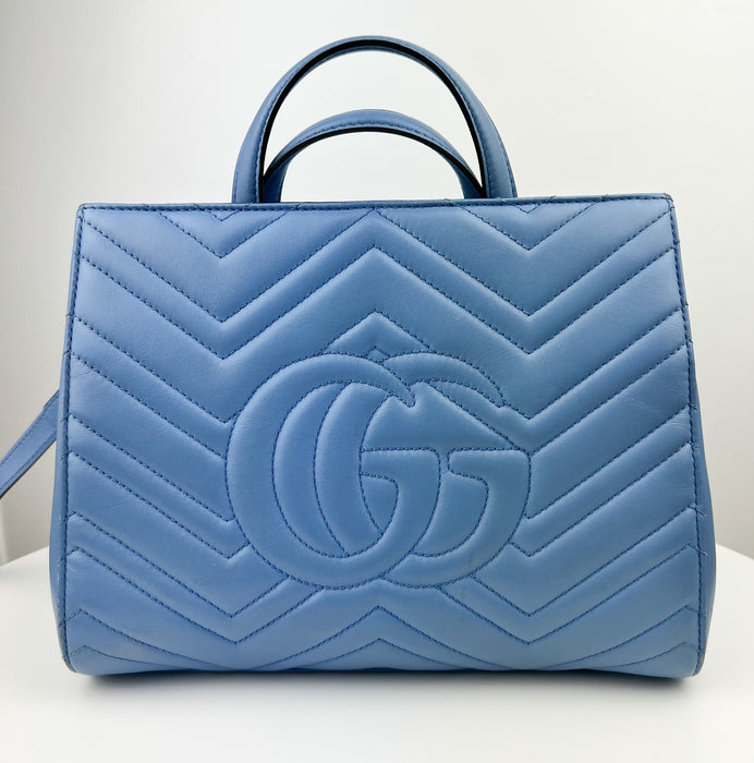 GG Marmont Medium Matelasse Bag in Blue