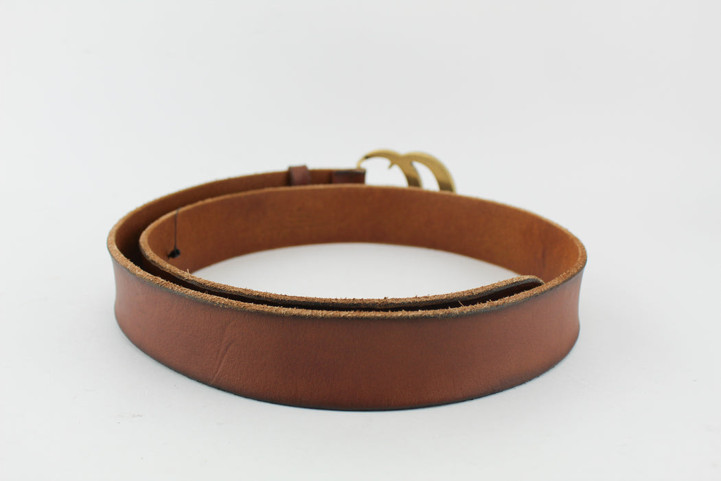 Gucci Leather Belt with Double G Brown