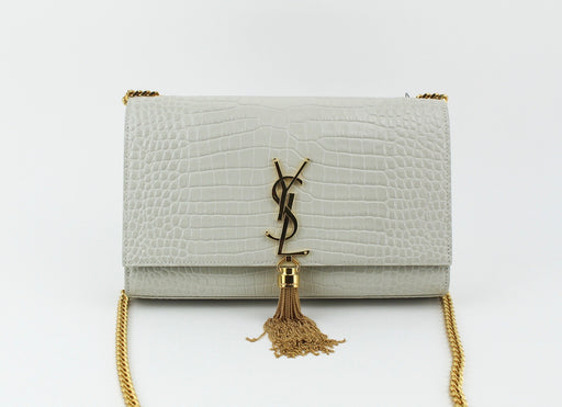 SAINT LAURENT CROC EMBOSSED MEDIUM KATE CHAIN BAG