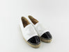 CHANEL ESPADRILLES PATENT WHITE AND BLACK