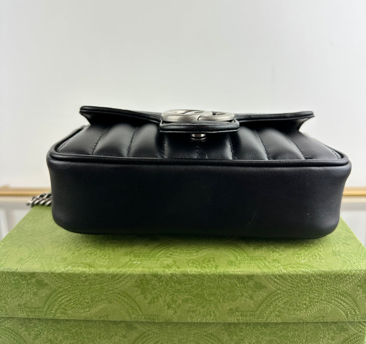 Gucci GG Marmont Black Leather Super Mini Bag
