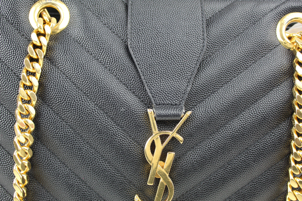 Saint Laurent Cassandra Matelasse Shopper Black Leather Tote