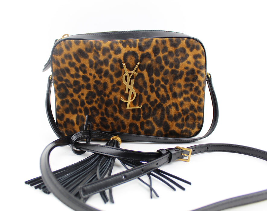 SAINT LAURENT LOU LEOPARD PRINT CAMERA BAG