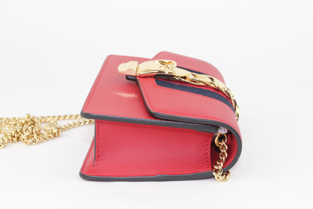 Gucci Sylvie Leather Super Mini Bag Red
