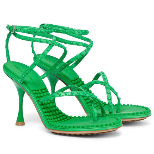 Bottega Veneta Green Lagoon Bubble-Insole Leather Sandals