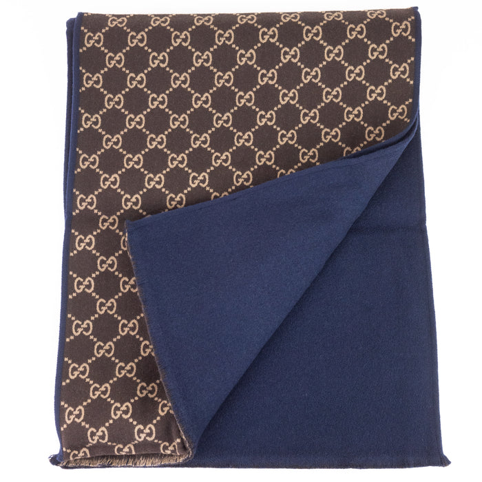 Gucci GG Monogram Wool Scarf in Brown