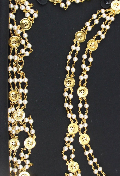 Chanel Multi Strand Pearl Button Necklace