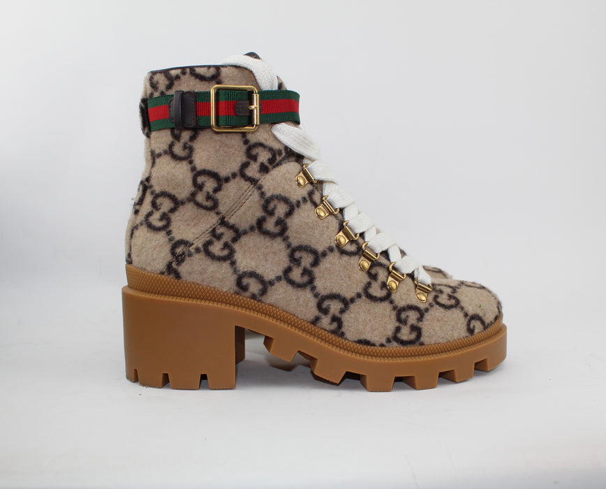 GUCCI GG WOOL ANKLE BOOT SIZE 38