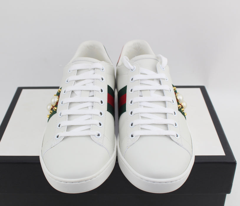 GUCCI ACE STUDDED LEATHER SNEAKERS SIZE 37.5 - LuxurySnob