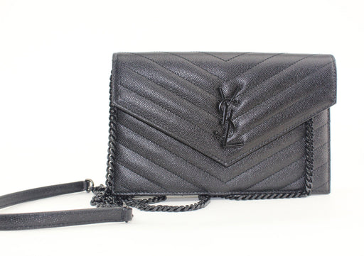 SAINT LAURENT MONOGRAM LEATHER CHAIN WALLET